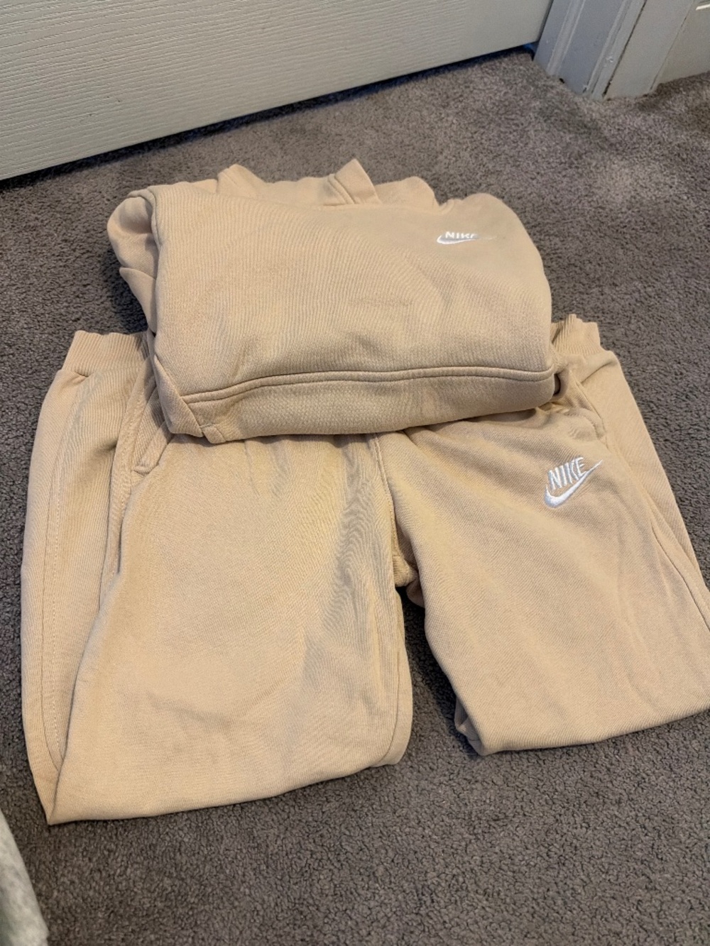 Youth Nike Cream and Tan Tracksuit Set